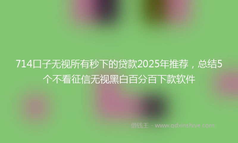 714口子无视所有秒下的贷款2025年推荐，总结5个不看征信无视黑白百分百下款软件
