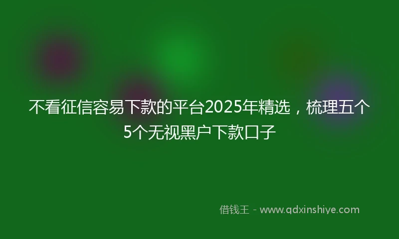 不看征信容易下款的平台2025年精选，梳理五个5个无视黑户下款口子