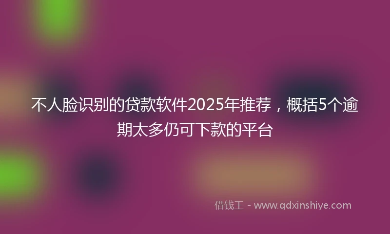 不人脸识别的贷款软件2025年推荐，概括5个逾期太多仍可下款的平台