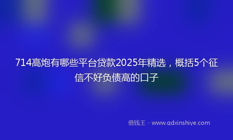 714高炮有哪些平台贷款2025年精选，概括5个征信不好负债高的口子