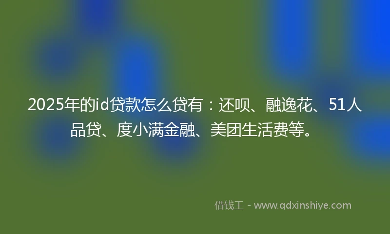 2025年的id贷款怎么贷有：还呗、融逸花、51人品贷、度小满金融、美团生活费等。