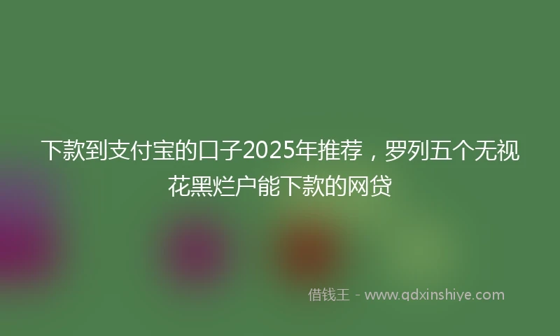 下款到支付宝的口子2025年推荐，罗列五个无视花黑烂户能下款的网贷