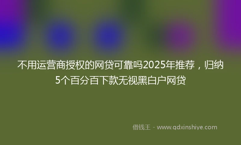 不用运营商授权的网贷可靠吗2025年推荐，归纳5个百分百下款无视黑白户网贷