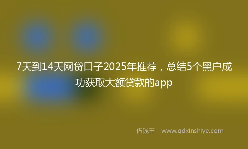 7天到14天网贷口子2025年推荐，总结5个黑户成功获取大额贷款的app