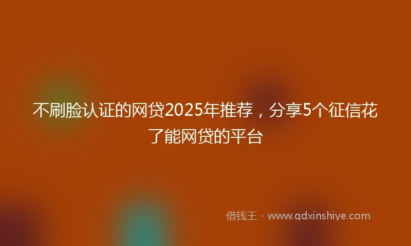 不刷脸认证的网贷2025年推荐，分享5个征信花了能网贷的平台