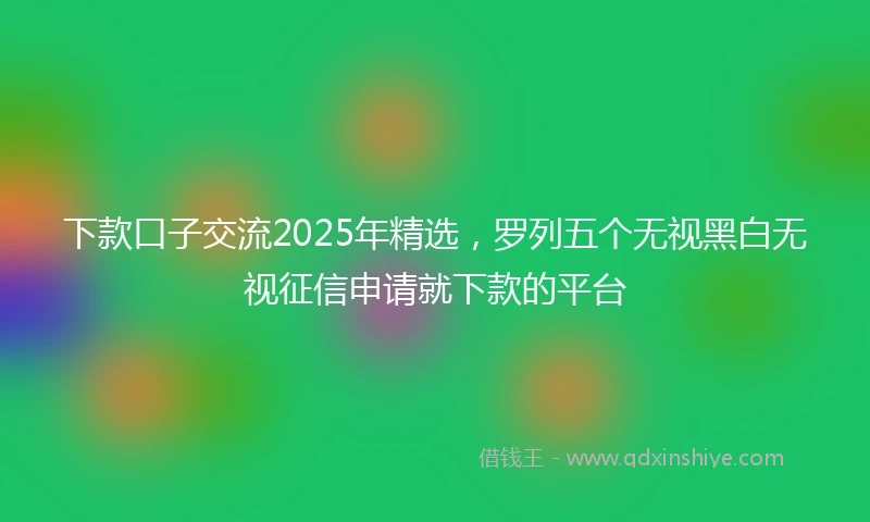 下款口子交流2025年精选，罗列五个无视黑白无视征信申请就下款的平台
