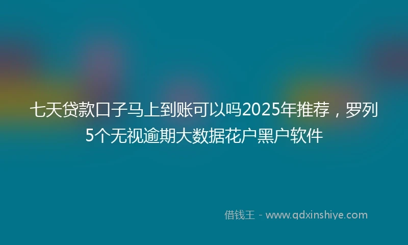 七天贷款口子马上到账可以吗2025年推荐，罗列5个无视逾期大数据花户黑户软件
