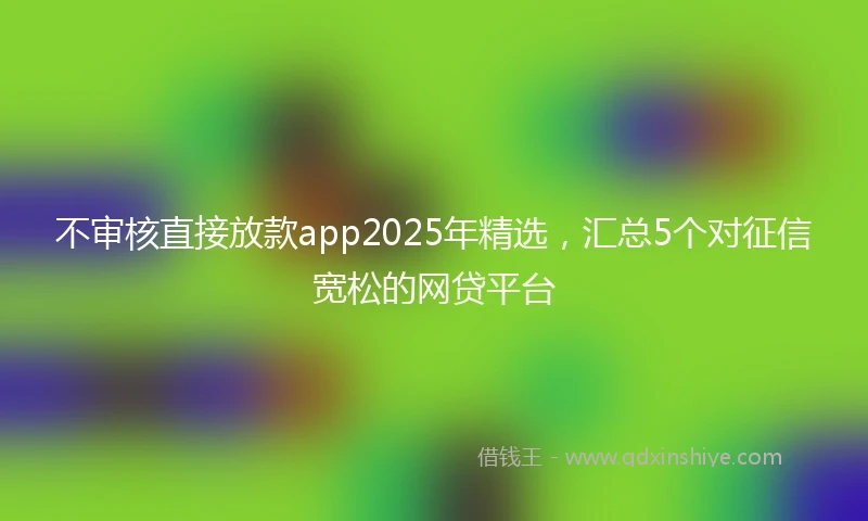 不审核直接放款app2025年精选，汇总5个对征信宽松的网贷平台