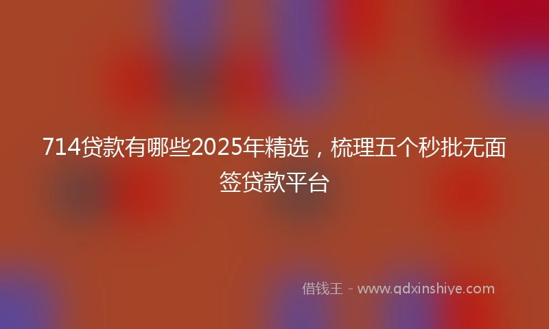714贷款有哪些2025年精选，梳理五个秒批无面签贷款平台