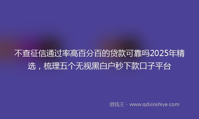 不查征信通过率高百分百的贷款可靠吗2025年精选，梳理五个无视黑白户秒下款口子平台