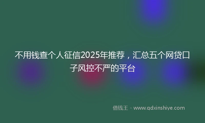 不用钱查个人征信2025年推荐，汇总五个网贷口子风控不严的平台