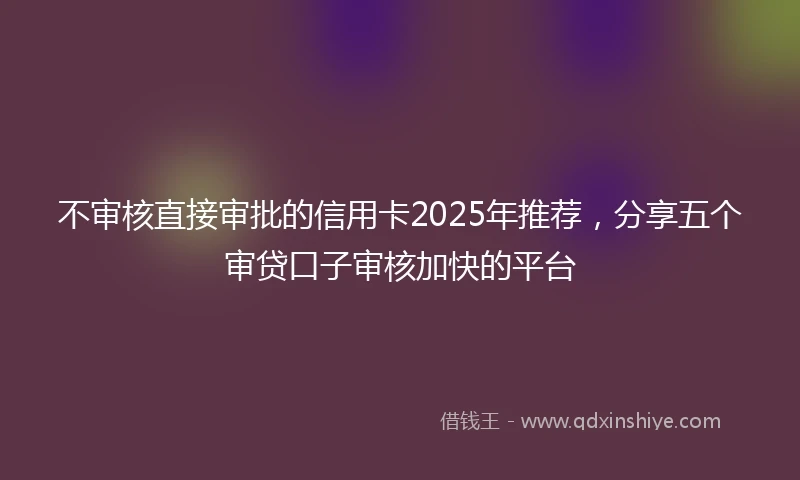 不审核直接审批的信用卡2025年推荐，分享五个审贷口子审核加快的平台