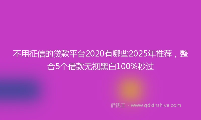 不用征信的贷款平台2020有哪些2025年推荐，整合5个借款无视黑白100%秒过