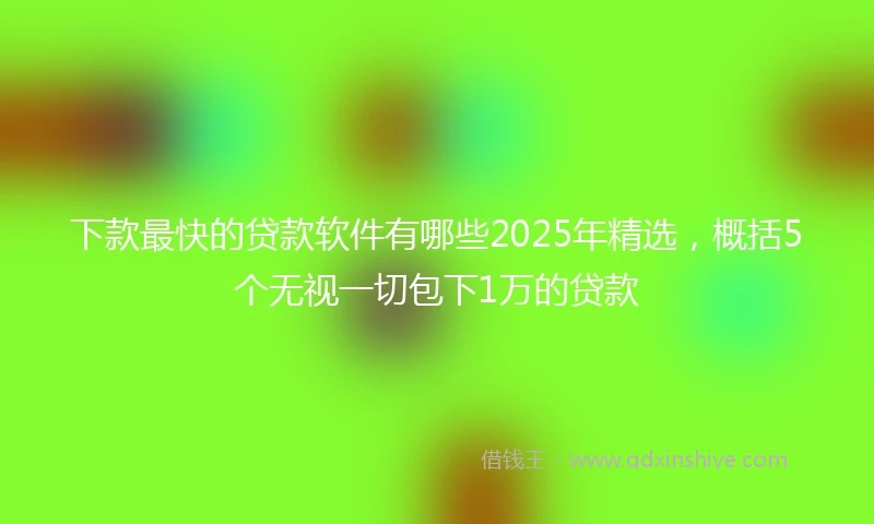 下款最快的贷款软件有哪些2025年精选，概括5个无视一切包下1万的贷款