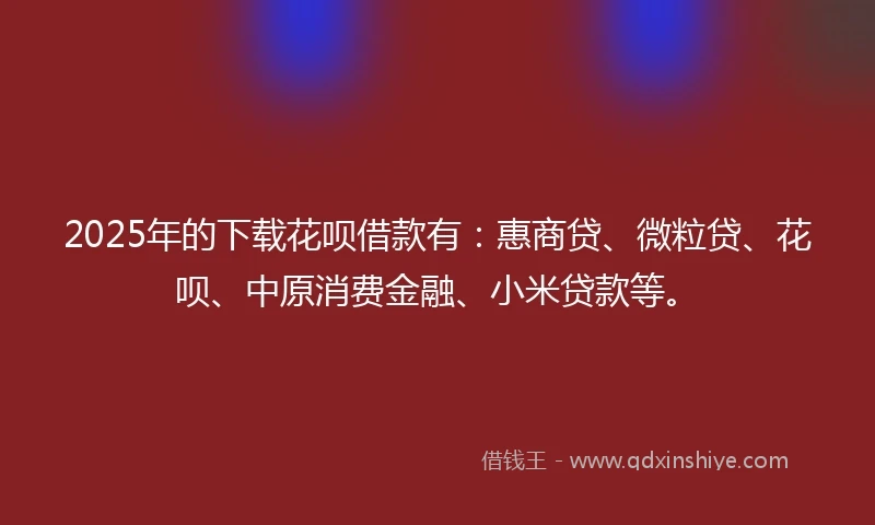2025年的下载花呗借款有：惠商贷、微粒贷、花呗、中原消费金融、小米贷款等。
