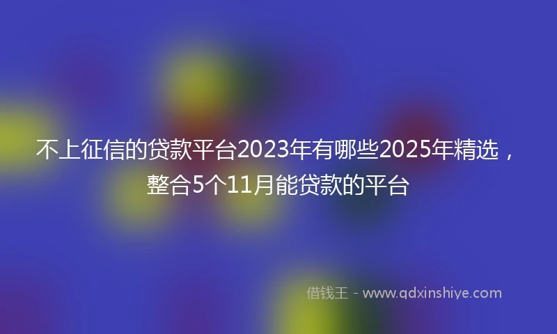 不上征信的贷款平台2023年有哪些2025年精选，整合5个11月能贷款的平台