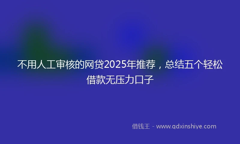 不用人工审核的网贷2025年推荐，总结五个轻松借款无压力口子