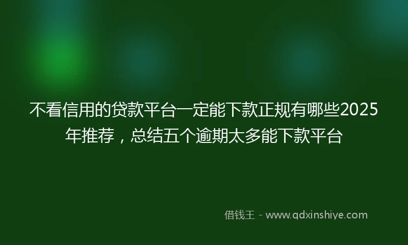 不看信用的贷款平台一定能下款正规有哪些2025年推荐，总结五个逾期太多能下款平台