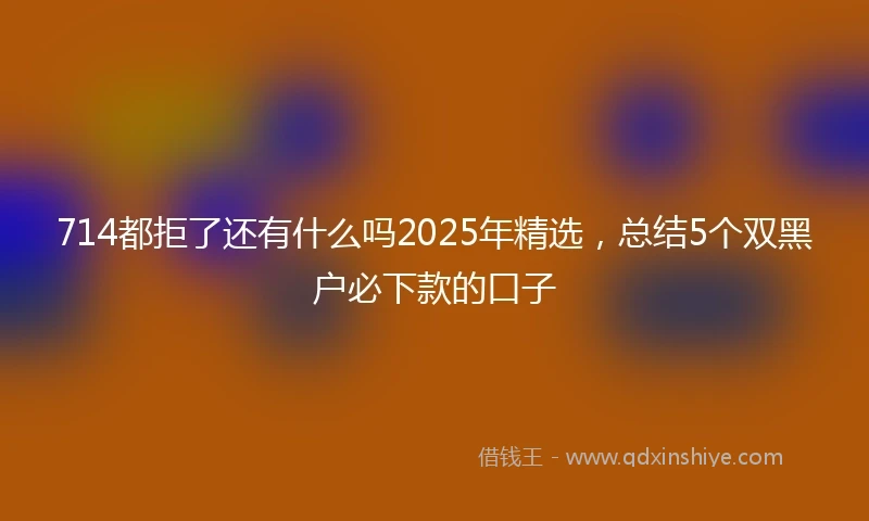 714都拒了还有什么吗2025年精选，总结5个双黑户必下款的口子