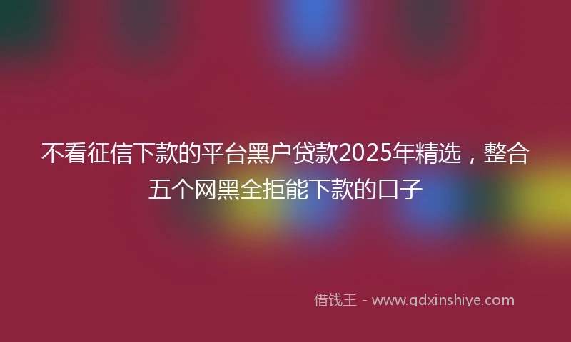不看征信下款的平台黑户贷款2025年精选，整合五个网黑全拒能下款的口子