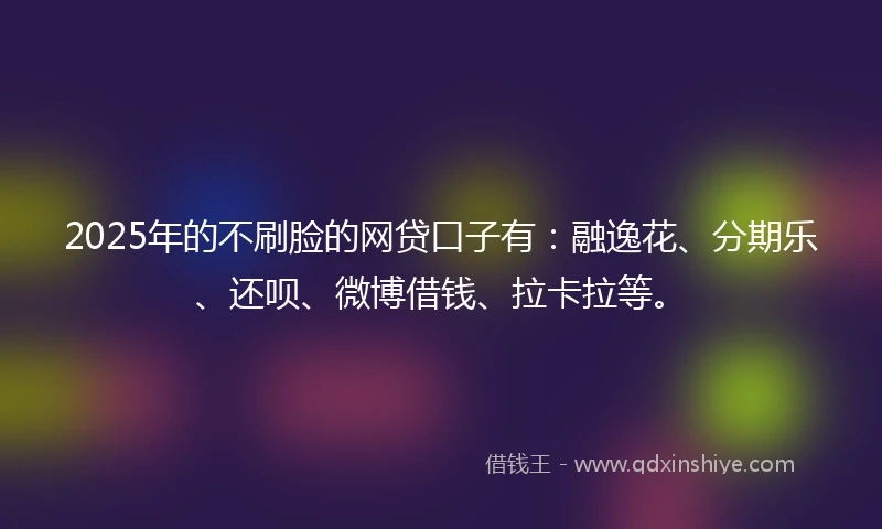 2025年的不刷脸的网贷口子有：融逸花、分期乐、还呗、微博借钱、拉卡拉等。