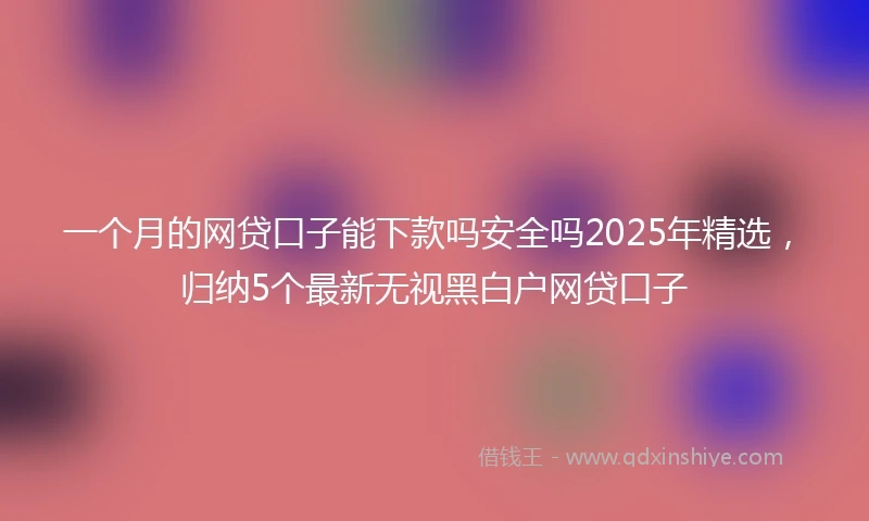 一个月的网贷口子能下款吗安全吗2025年精选，归纳5个最新无视黑白户网贷口子