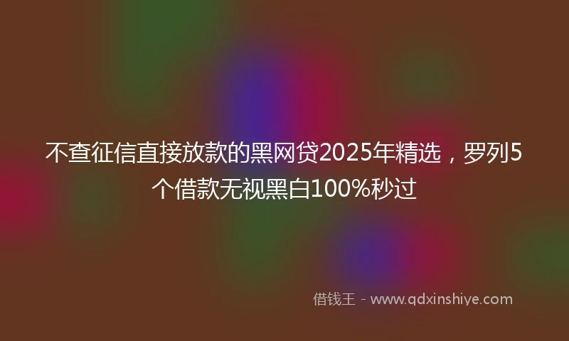 不查征信直接放款的黑网贷2025年精选，罗列5个借款无视黑白100%秒过