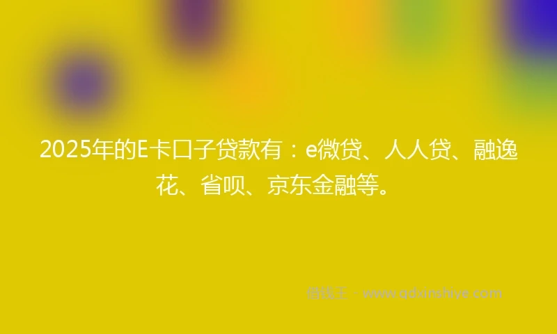 2025年的E卡口子贷款有：e微贷、人人贷、融逸花、省呗、京东金融等。