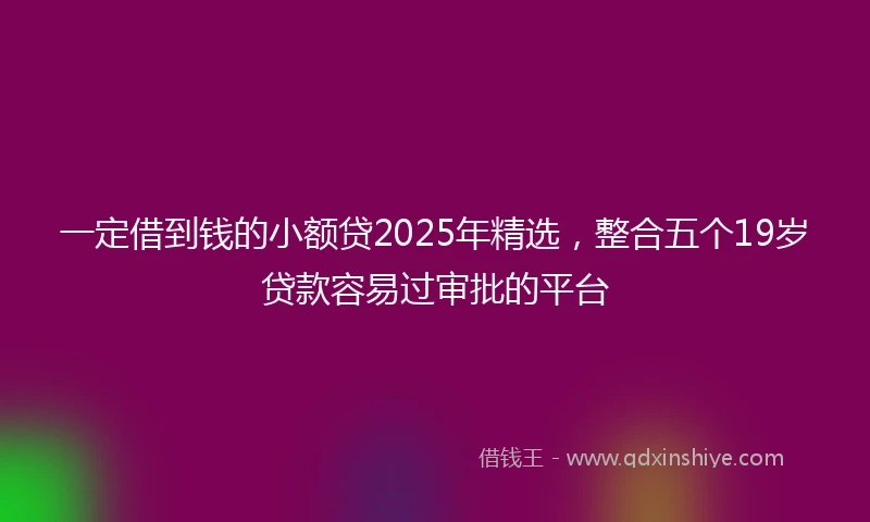 一定借到钱的小额贷2025年精选，整合五个19岁贷款容易过审批的平台