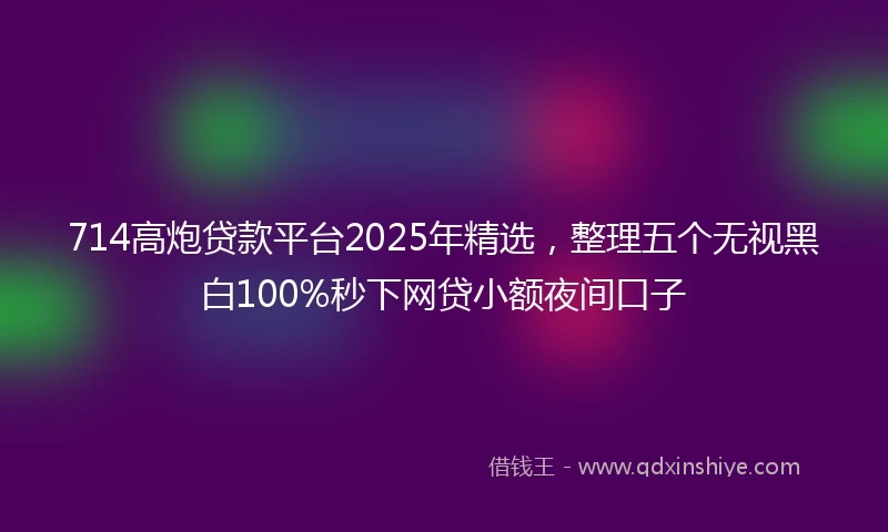 714高炮贷款平台2025年精选，整理五个无视黑白100%秒下网贷小额夜间口子