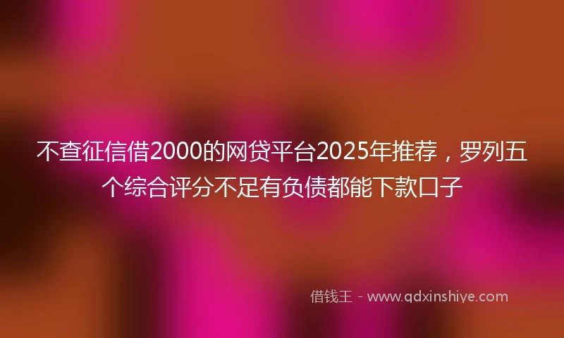 不查征信借2000的网贷平台2025年推荐，罗列五个综合评分不足有负债都能下款口子