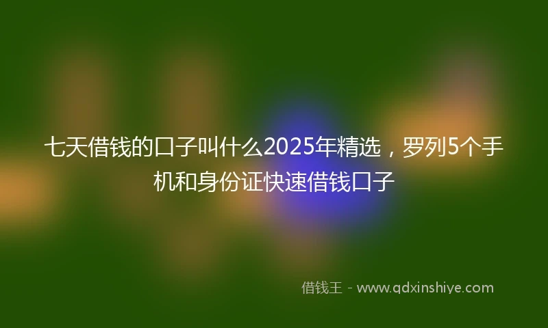 七天借钱的口子叫什么2025年精选，罗列5个手机和身份证快速借钱口子