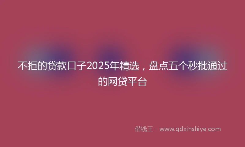 不拒的贷款口子2025年精选，盘点五个秒批通过的网贷平台