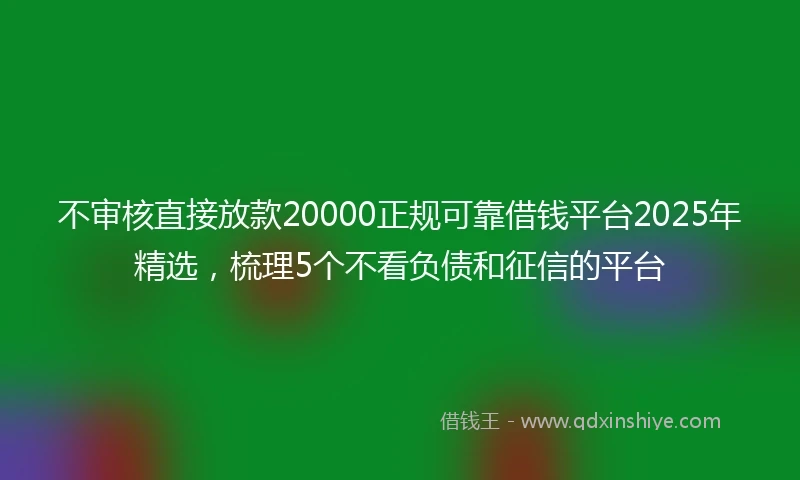 不审核直接放款20000正规可靠借钱平台2025年精选，梳理5个不看负债和征信的平台