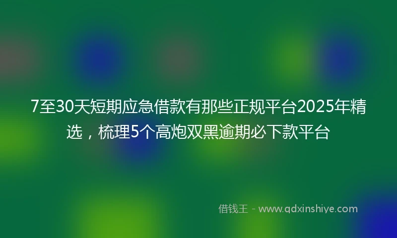 7至30天短期应急借款有那些正规平台2025年精选，梳理5个高炮双黑逾期必下款平台