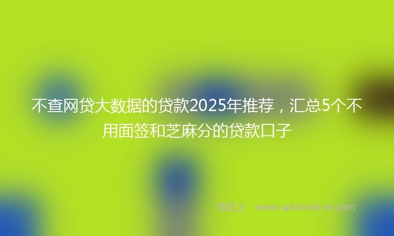 不查网贷大数据的贷款2025年推荐，汇总5个不用面签和芝麻分的贷款口子