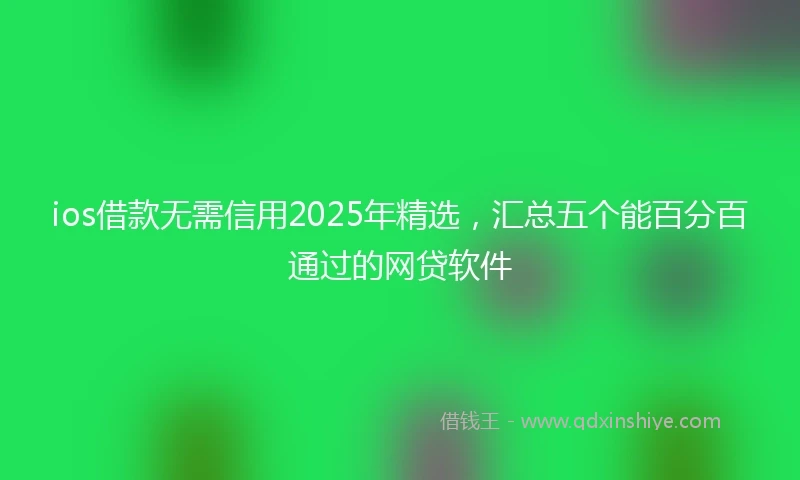 ios借款无需信用2025年精选，汇总五个能百分百通过的网贷软件