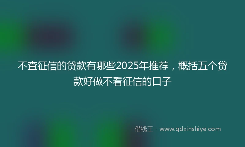 不查征信的贷款有哪些2025年推荐，概括五个贷款好做不看征信的口子