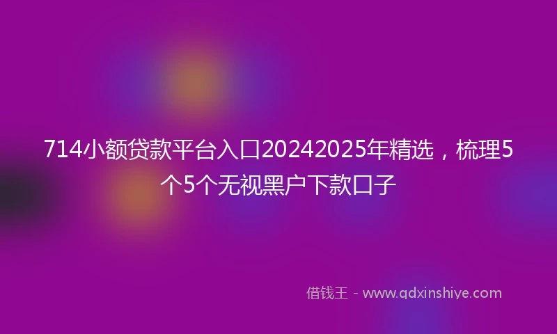 714小额贷款平台入口20242025年精选，梳理5个5个无视黑户下款口子