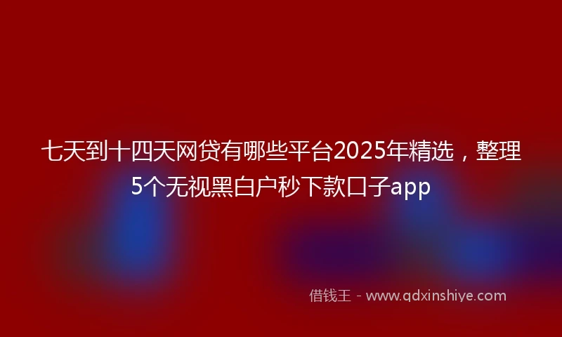 七天到十四天网贷有哪些平台2025年精选，整理5个无视黑白户秒下款口子app