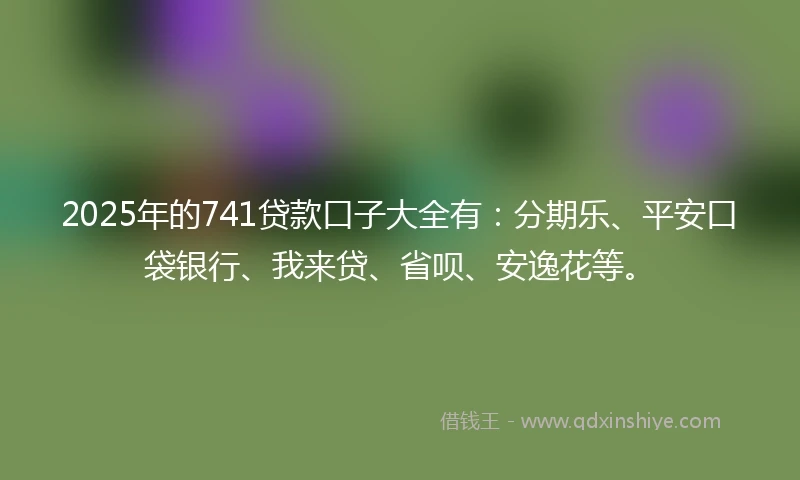 2025年的741贷款口子大全有：分期乐、平安口袋银行、我来贷、省呗、安逸花等。