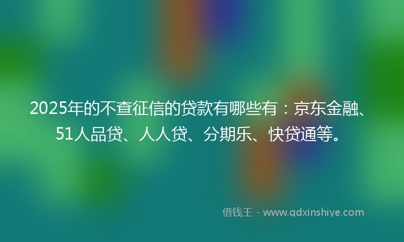 2025年的不查征信的贷款有哪些有：京东金融、51人品贷、人人贷、分期乐、快贷通等。