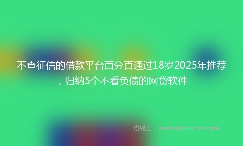 不查征信的借款平台百分百通过18岁2025年推荐，归纳5个不看负债的网贷软件