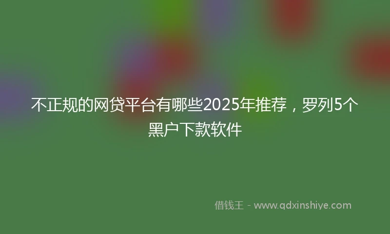 不正规的网贷平台有哪些2025年推荐，罗列5个黑户下款软件