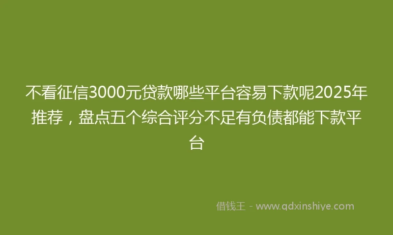 不看征信3000元贷款哪些平台容易下款呢2025年推荐，盘点五个综合评分不足有负债都能下款平台