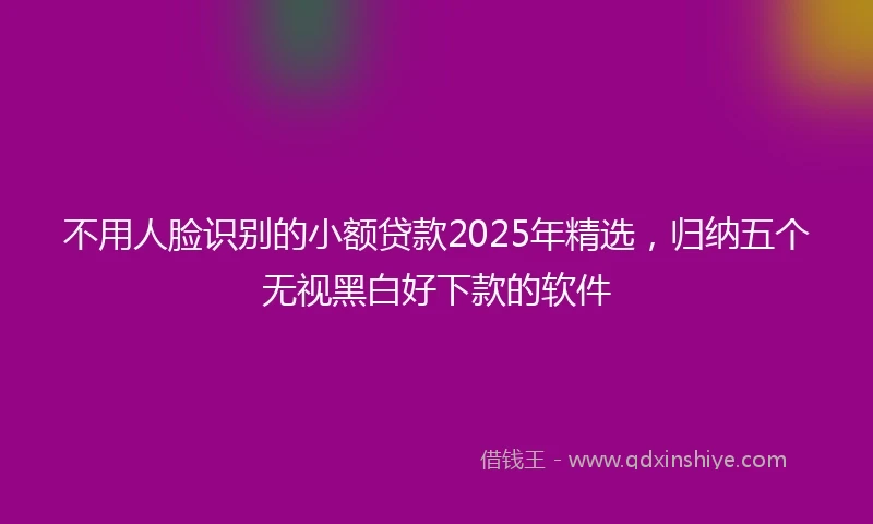 不用人脸识别的小额贷款2025年精选，归纳五个无视黑白好下款的软件