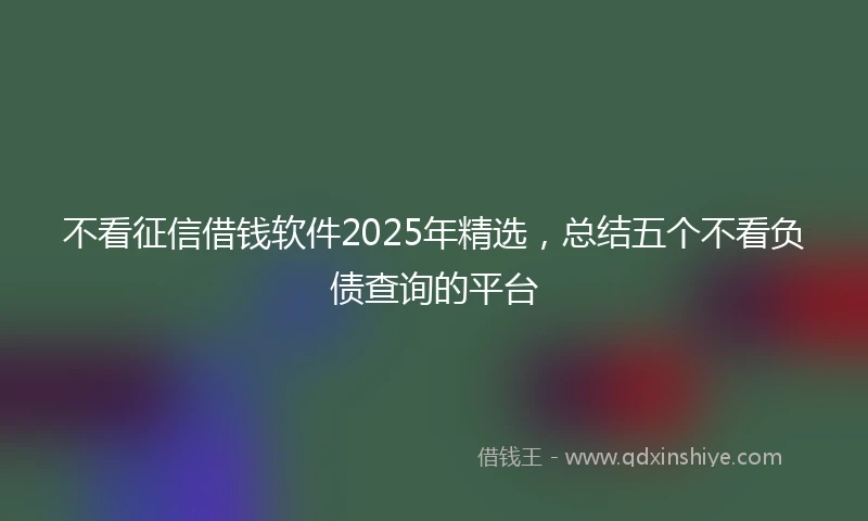 不看征信借钱软件2025年精选，总结五个不看负债查询的平台