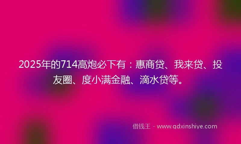 2025年的714高炮必下有：惠商贷、我来贷、投友圈、度小满金融、滴水贷等。