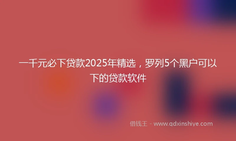 一千元必下贷款2025年精选，罗列5个黑户可以下的贷款软件