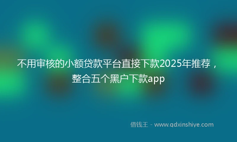 不用审核的小额贷款平台直接下款2025年推荐，整合五个黑户下款app